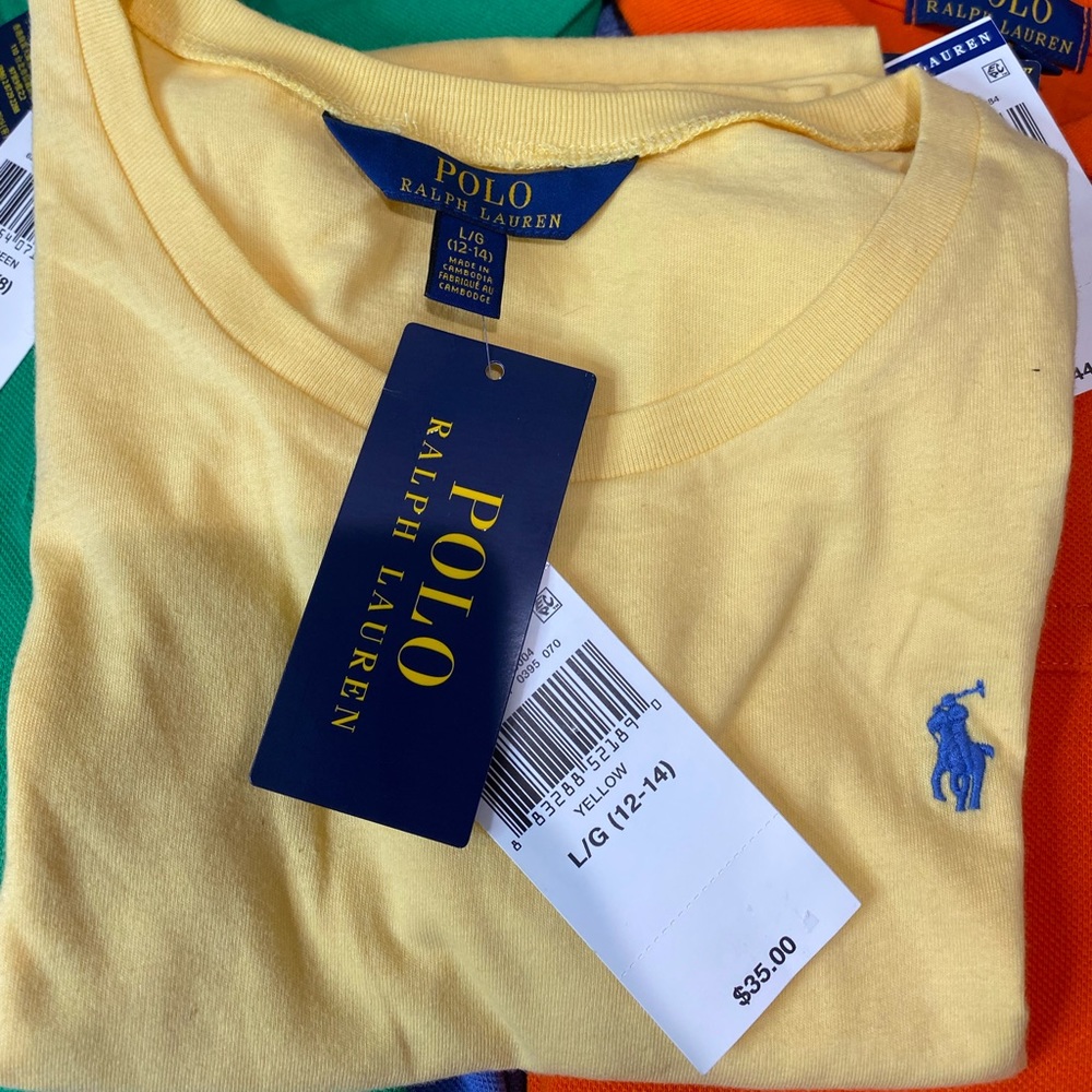 Polo Ralph Lauren yellow t shirt large 12-14 new